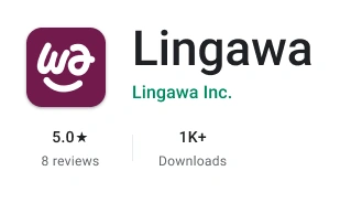 Lingawa on Google Play Store — 5.0★ rating, 1,000+ downloads