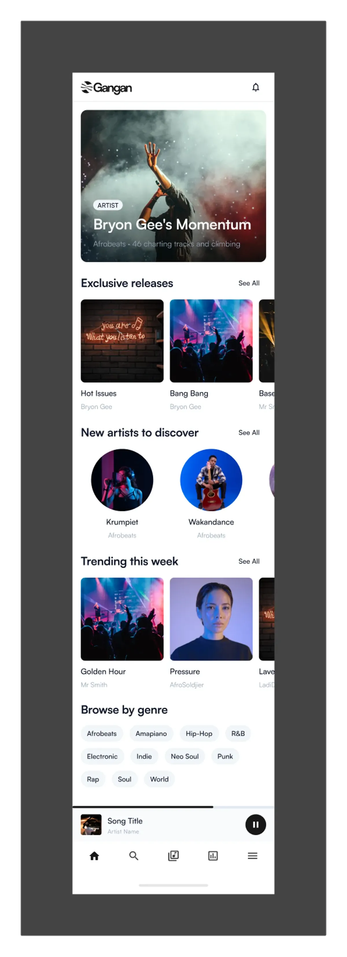 Fan mobile feed — new releases from subscribed artists