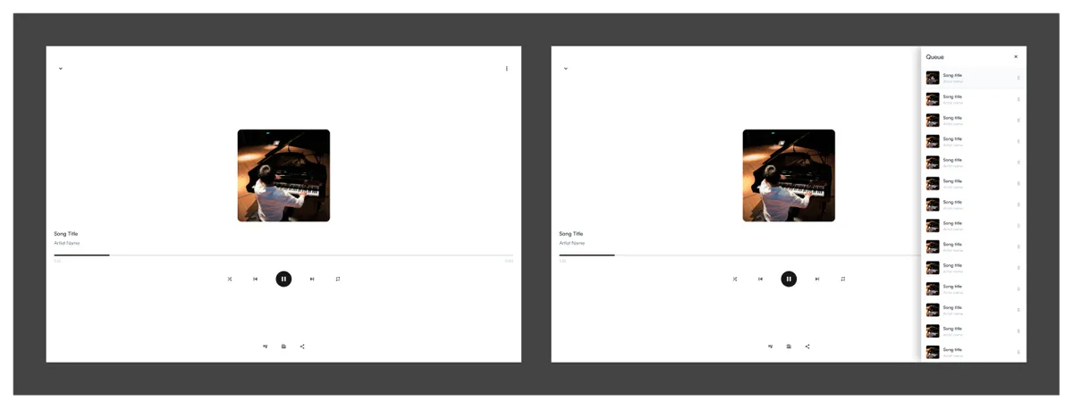 Gangan hero — full-screen music player with album art, lyrics, and playback controls
