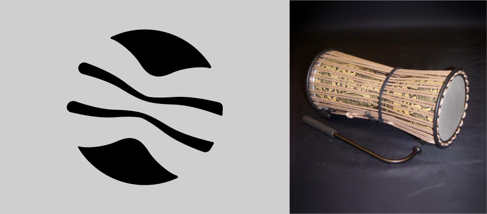 Gangan logo origin: the wordmark and drum mark beside the gángan it's derived from