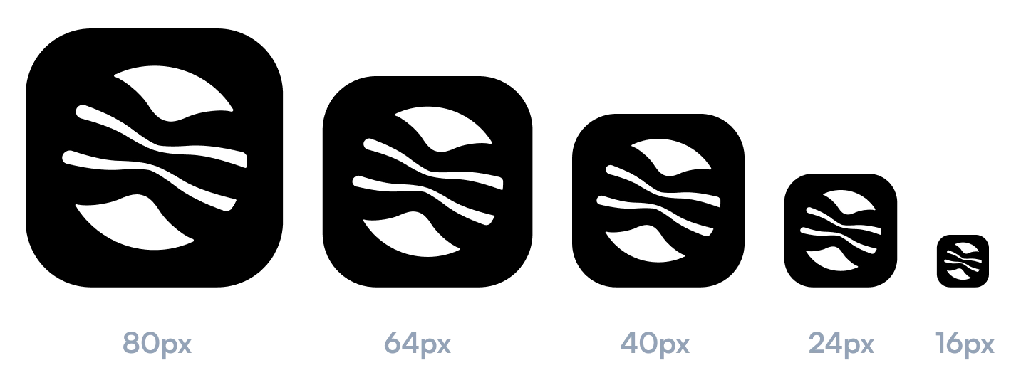 Gangan symbol: the standalone drum mark tested from 80px down to 16px